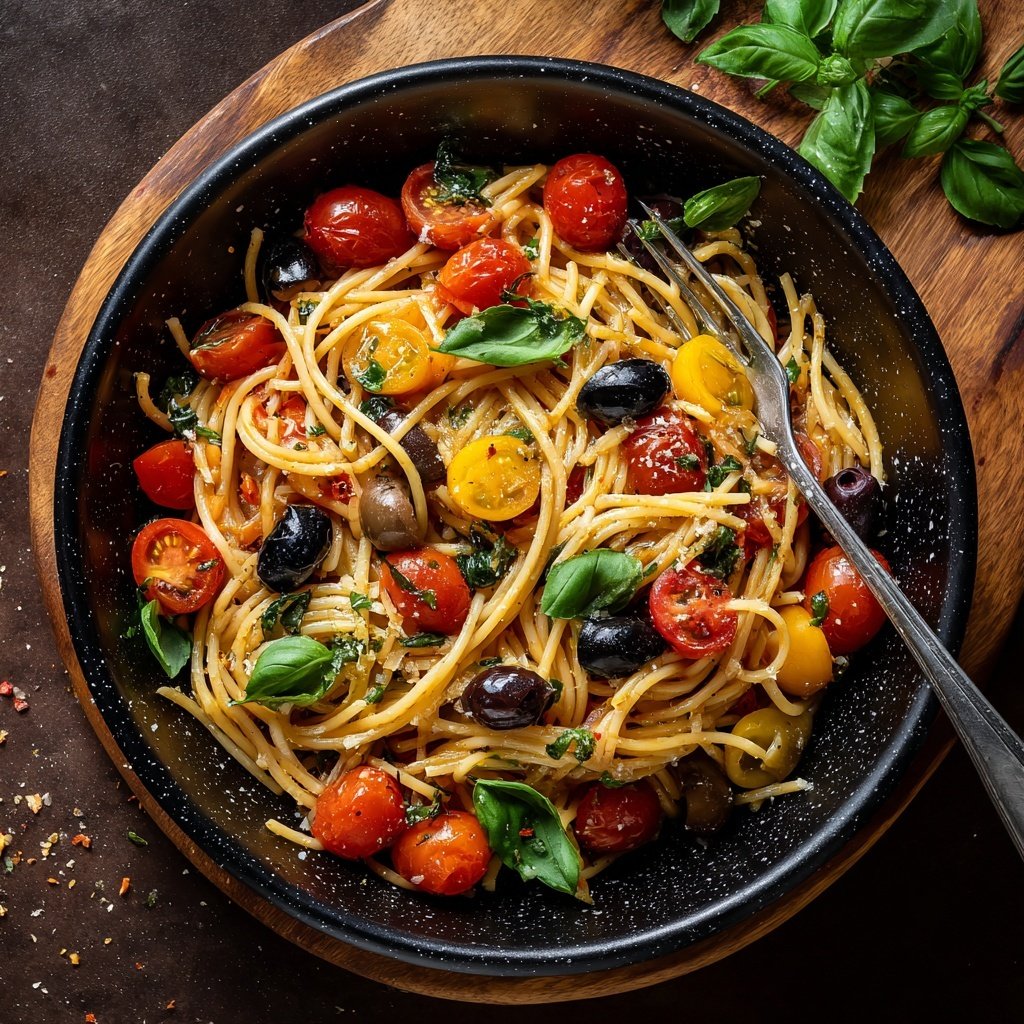 Mediterraner Nudelsalat Mit Oliven Öl