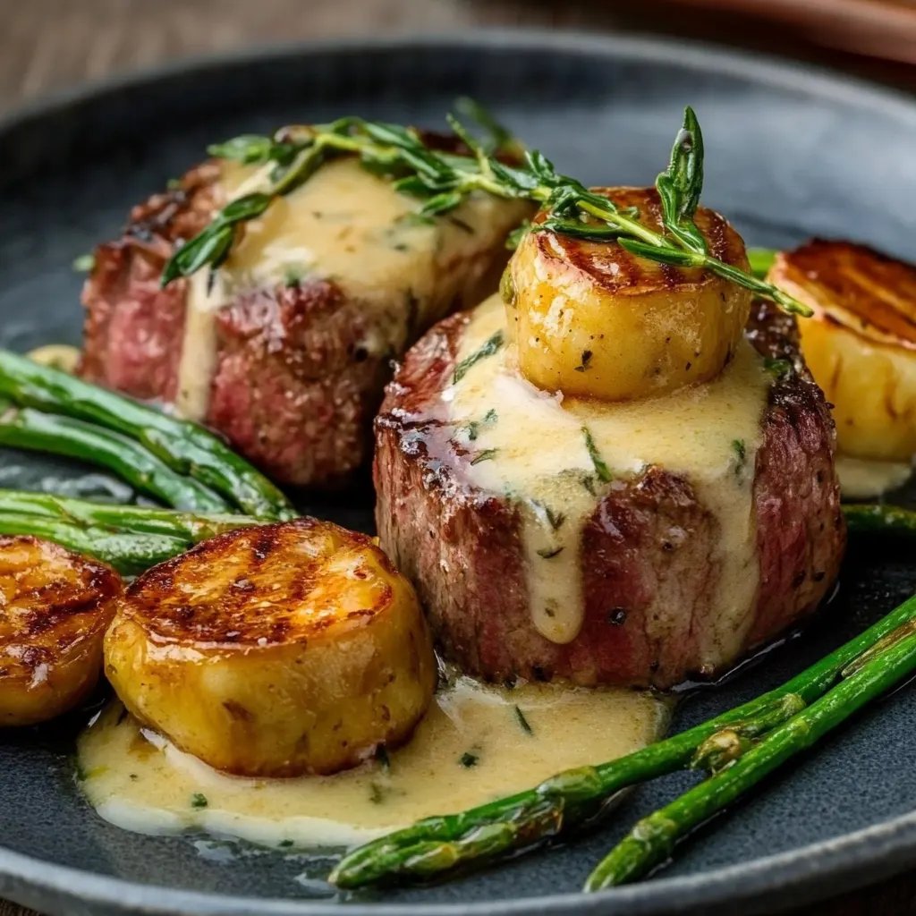 Rinderfilet-Medaillons mit Saint Agur-Klößen