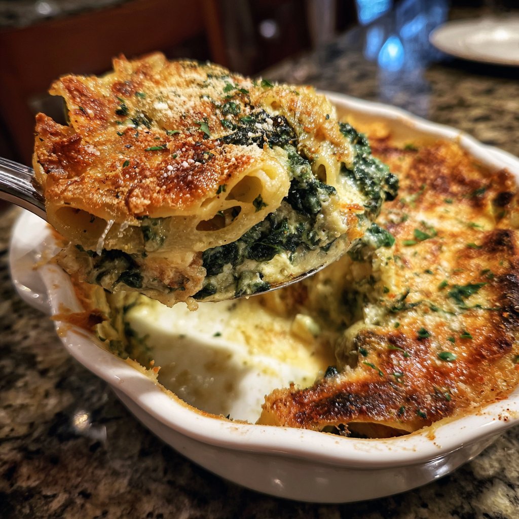 Nudelauflauf mit Spinat