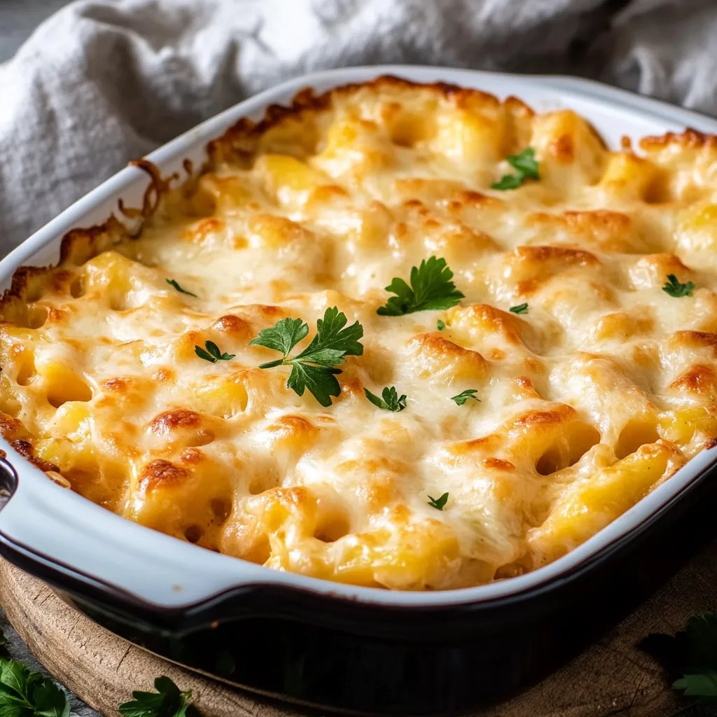 Einfacher Nudelauflauf mit Schinken & Käse