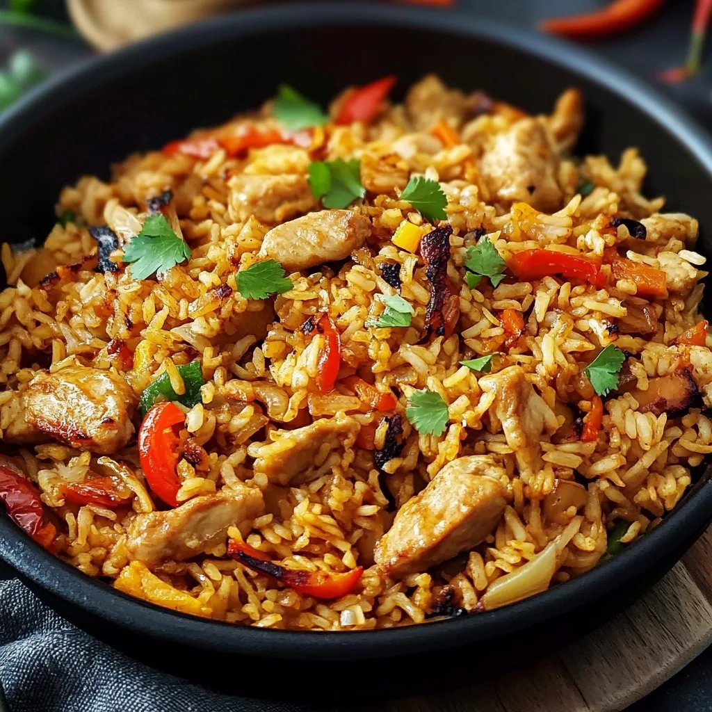 Gebratener Reis mit Huhn und Ei