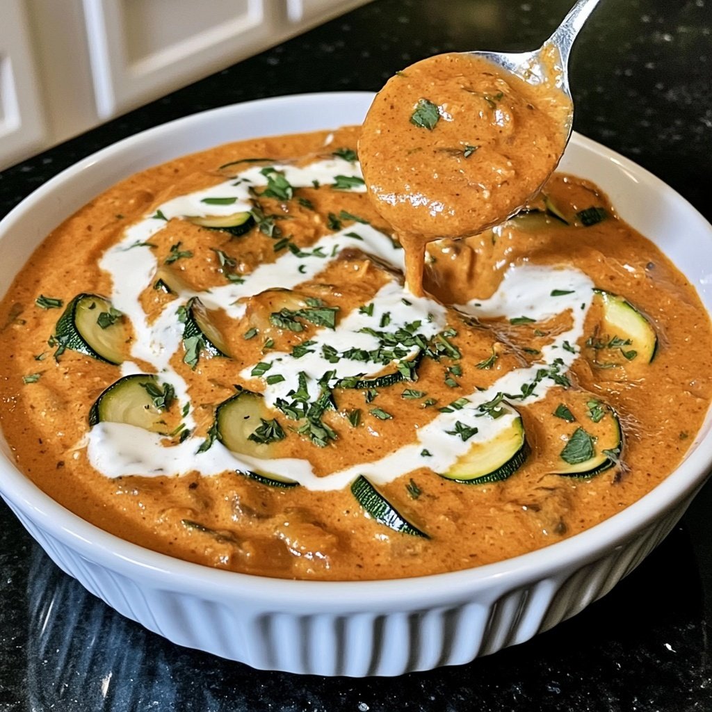 Cremige Kürbissuppe mit Zucchini