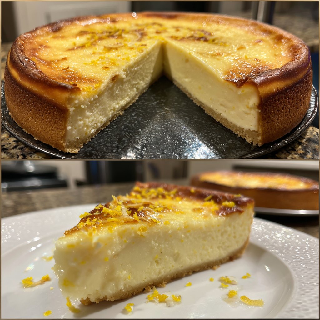 Käsekuchen mit Vanille und Zitronenabrieb