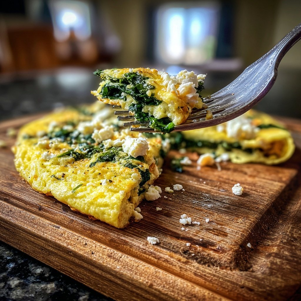 Kalorienarme Spinat Feta Omelette