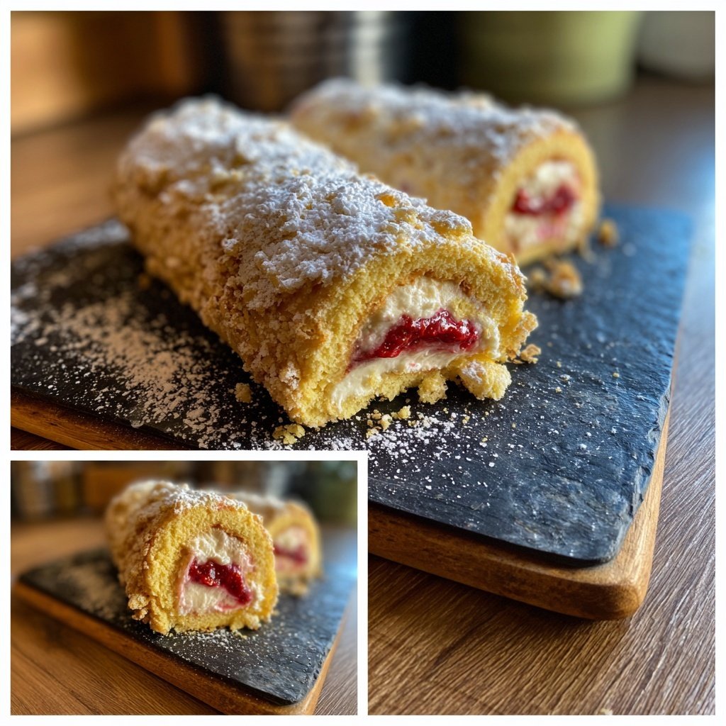 Erdbeer Biskuitrolle