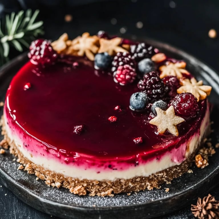 Spekulatius-Cheesecake mit Glühwein-Glasur