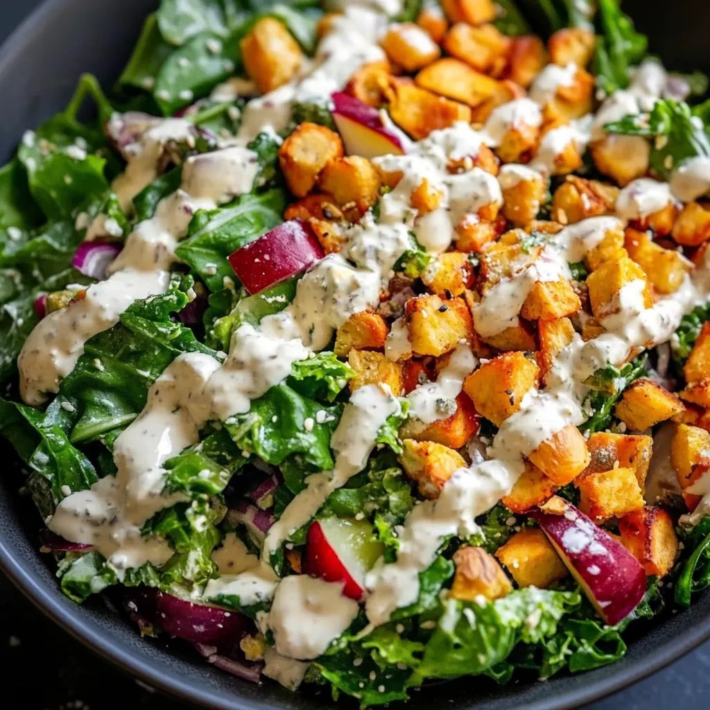 Gehackter Grünkohl-Power-Salat mit Zitronen-Tahini-Dressing