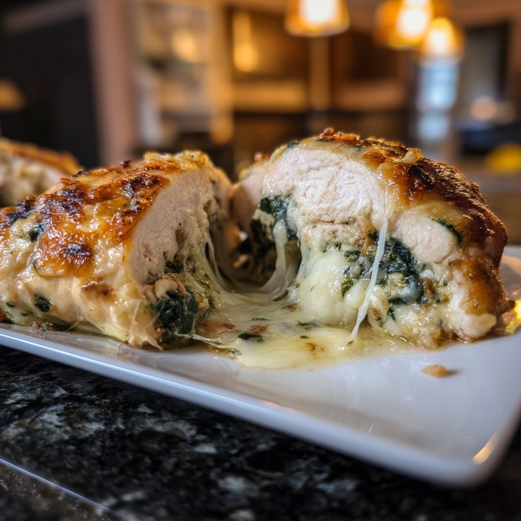 Gefüllte Hähnchenbrust mit Spinat