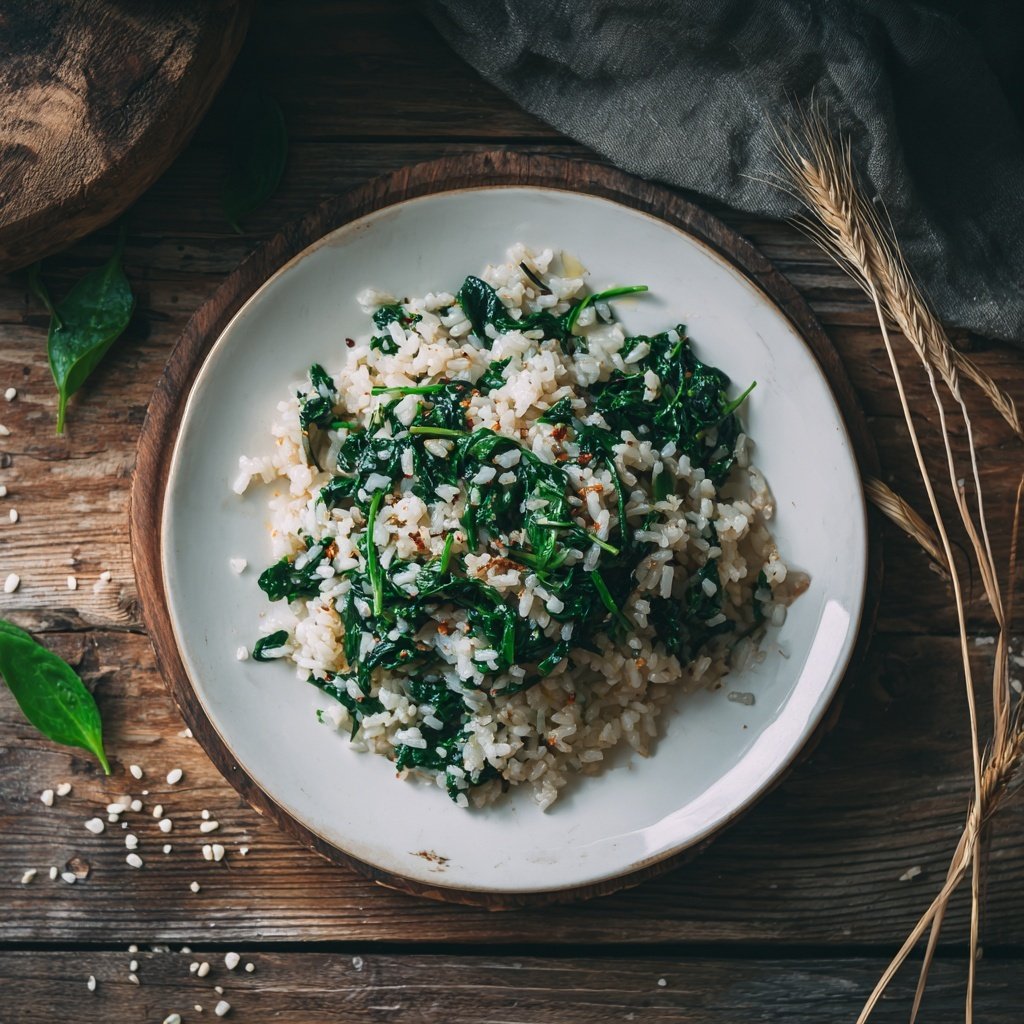 Kalorienarme Reispfanne Mit Spinat